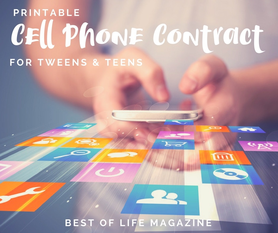 Printable Cell Phone Contract for Tweens and Teens - Best of Life Mag Image