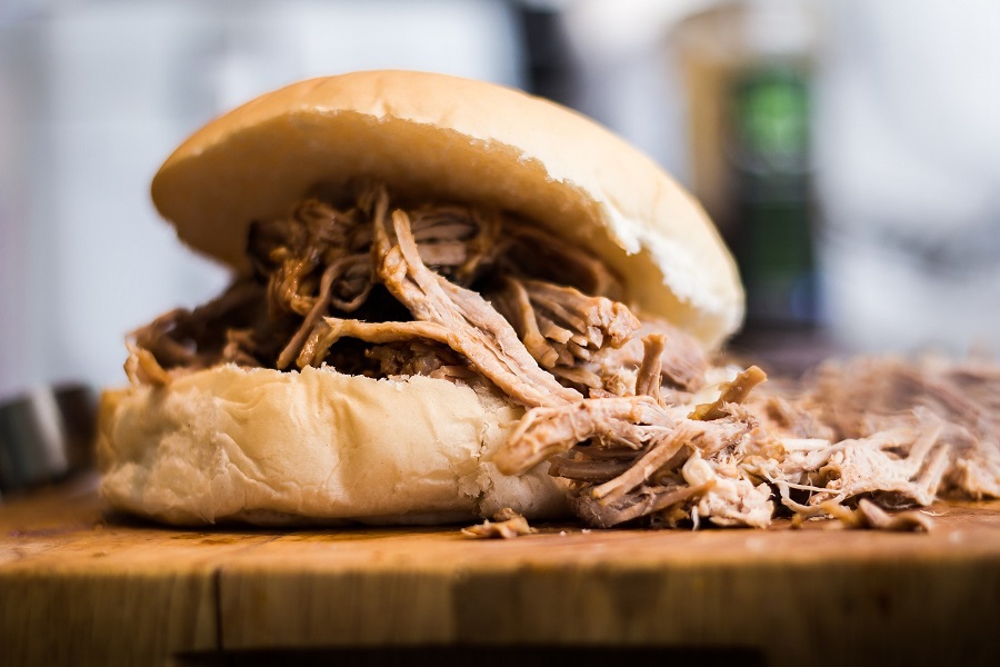 Simple Crock Pot Recipes with 3 Ingredients Close Up of Pulled Pork on a Bun