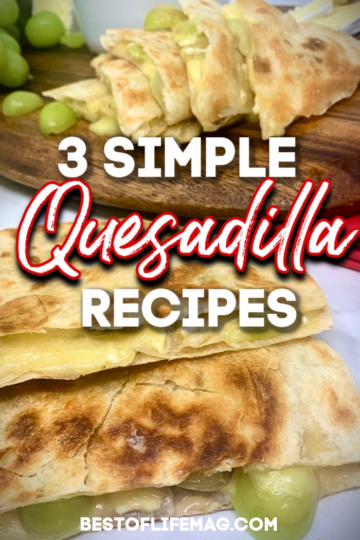 Enjoy these three simple and delicious quesadilla recipes with only five ingredients or less for breakfast, lunch, or dinner! They will satisfy any craving you may have! Breakfast Quesadilla Recipe | Grape Quesadilla Recipe | Savory Quesadilla Recipe | Quesadillas for Adults | Party Recipes | Family Dinner Recipes | Easy Appetizer Recipes | Quick Breakfast Recipes #quesadillarecipes #dinnerrecipes via @amybarseghian