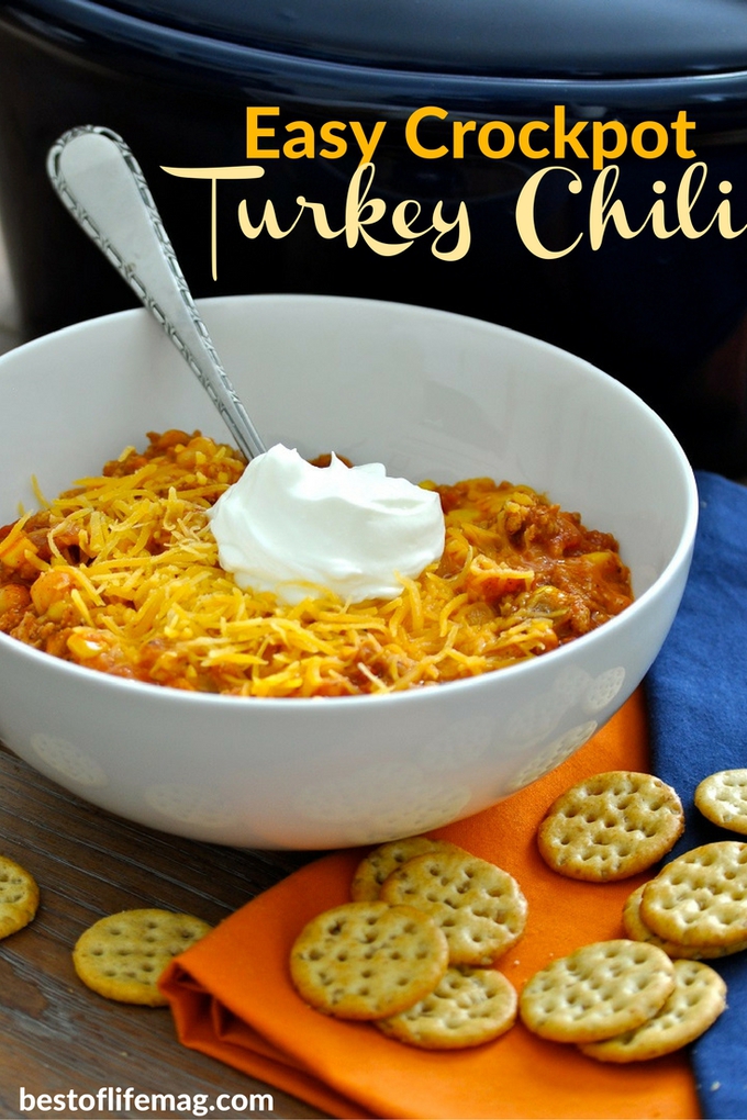This turkey chili crockpot recipe can also be made on the stove top making it a versatile and easy meal to prepare for your family or gatherings. Healthy Recipes | Healthy Crockpot Recipes | Slow Cooker Recipes | Crockpot Chili Recipes | Slow Cooker Chili Recipes #crockpot #recipe