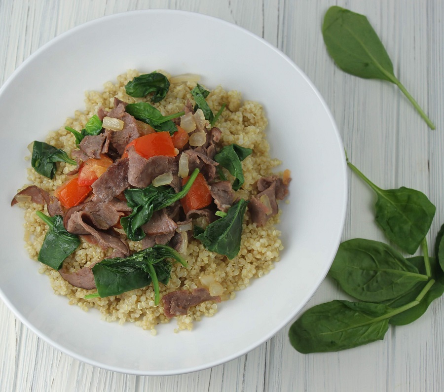 Sauteed Spinach and Beef with Quinoa Recipe | Spinach and Steak Recipe