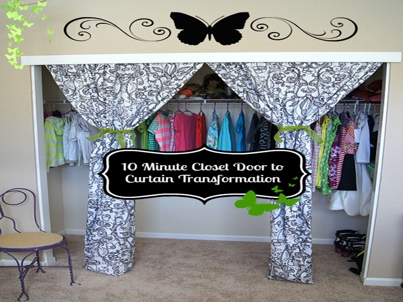 This 10 minute closet door to curtain transformation will give any room a beautiful facelift!