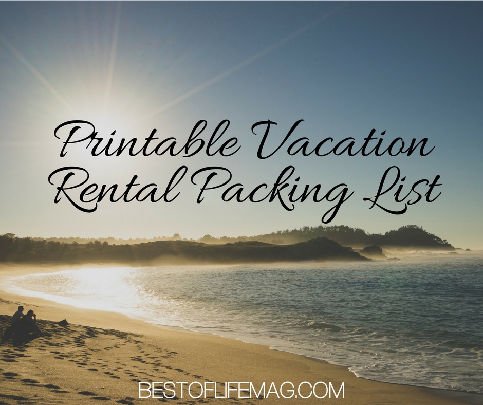 Printable Vacation Rental Packing List