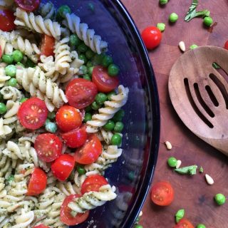 Yes, this really is the PERFECT pesto pasta salad to make anytime of the year. The colors are beautiful and the flavors please the palate.