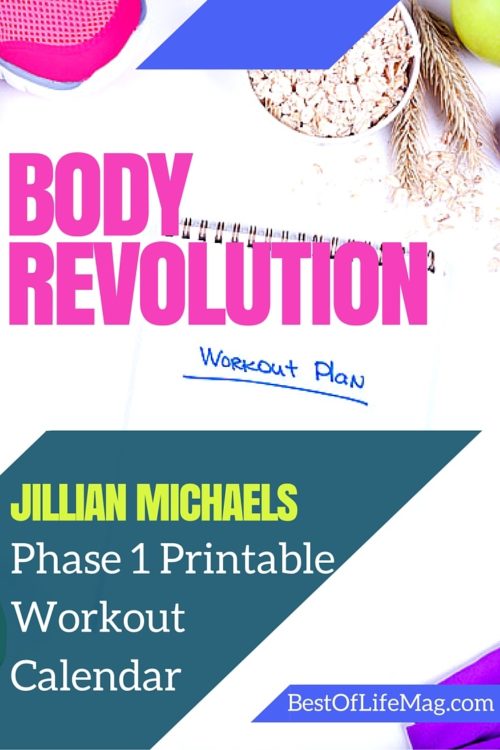 Jillian Michaels Body Revolution Printable Workout Checklist Phase 1