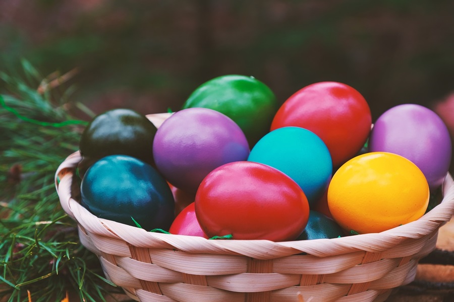 DIY Peeps Crafts For Any Age a Basket of Dyed Eggs for Easter