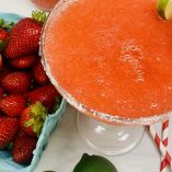 Strawberry Margarita Recipe Close Up of a Frozen Margarita in a Margarita Glass