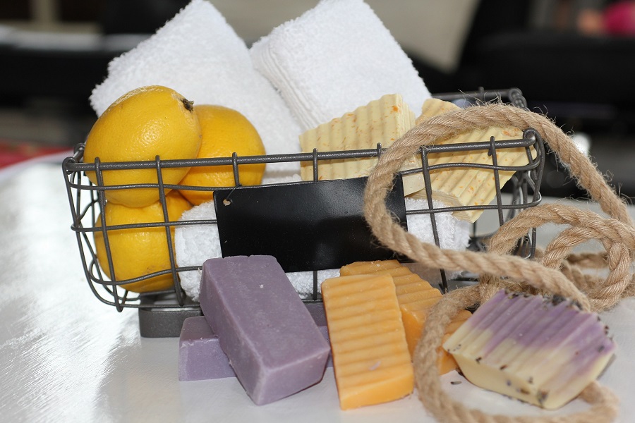 April Fools Jokes a Basket of Soap with Towels and Lemons