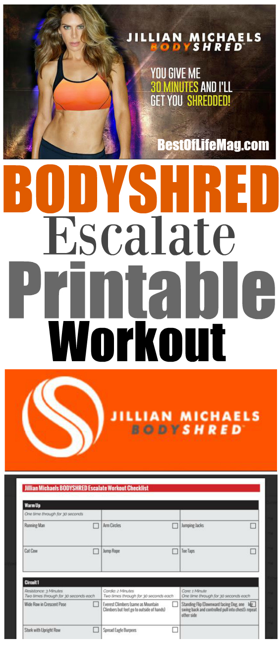 Our BODYSHRED Escalate Printable Workout Checklist will help you stay on track with your BODYSHRED workout program no matter where you start. Jillian Michaels Workouts | Jillian Michaels Printables | Jillian Michaels Fitness Tips | At Home Workouts | At Home Workout Tips | Jillian Michaels Weight Loss Tips | Bodyshred Workout Overview | Bodyshred Workout Printables via @amybarseghian