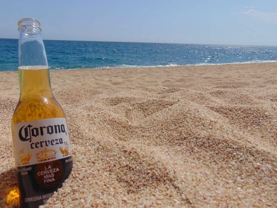 Cinco de Mayo Drinks Corona Beer Bottle in Sand