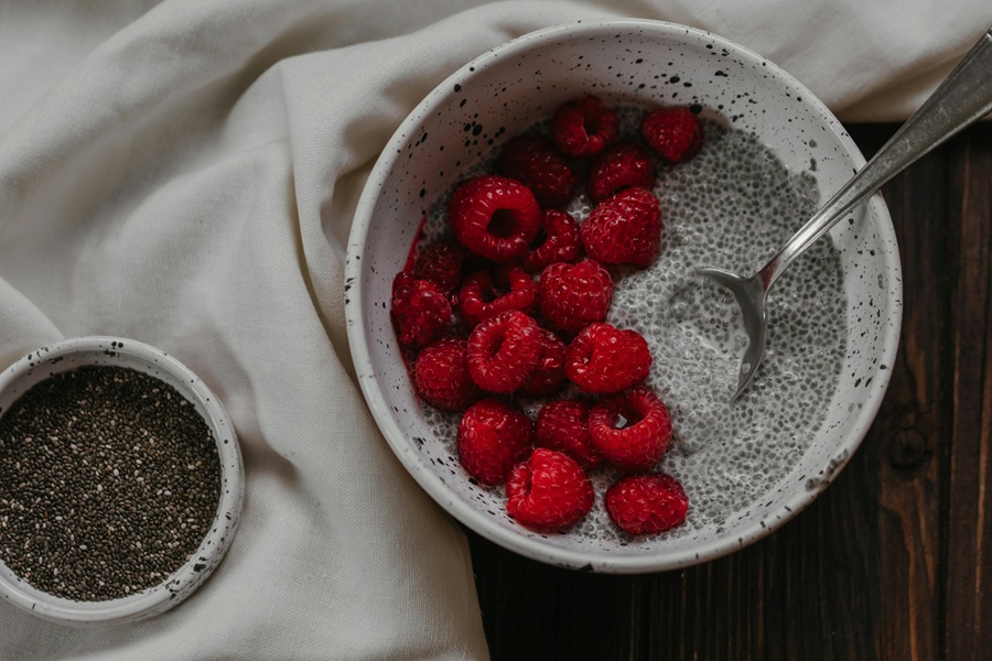 Jillian Michaels Body Revolution Meal Plan Tips a Bowl of Yogurt with Chia Seeds and Raspberries