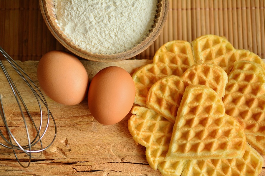Jillian Michaels Breakfast Ideas Close Up of Protein Waffles with Two Eggs Next to Them