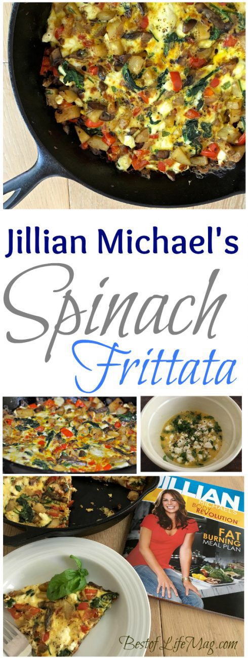 Enjoy this Jillian Michaels spinach frittata recipe with potatoes peppers and feta anytime of day to stay on your meal plan or to simply eat healthy. via @amybarseghian