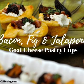 Impress guests with these delectable bacon, fig, and jalapeno goat cheese pastry cups during a party or an evening together in your home!