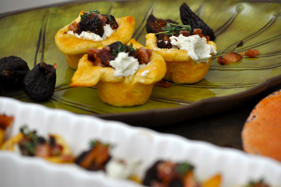 A Serving Tray of Pastry Cups with Bacon and Cheese Recipe