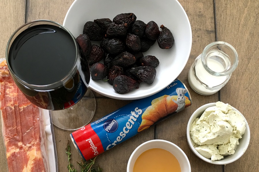 Ingredients for Pastry Cups with Bacon and Cheese Recipe on a Counter Top