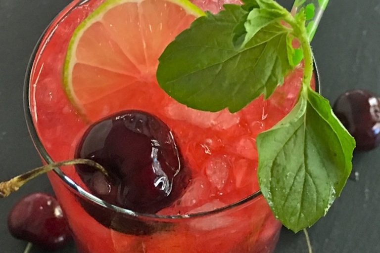 Homemade Blackberry Mojito Recipe Close Up of a Cherry Blackberry Margarita