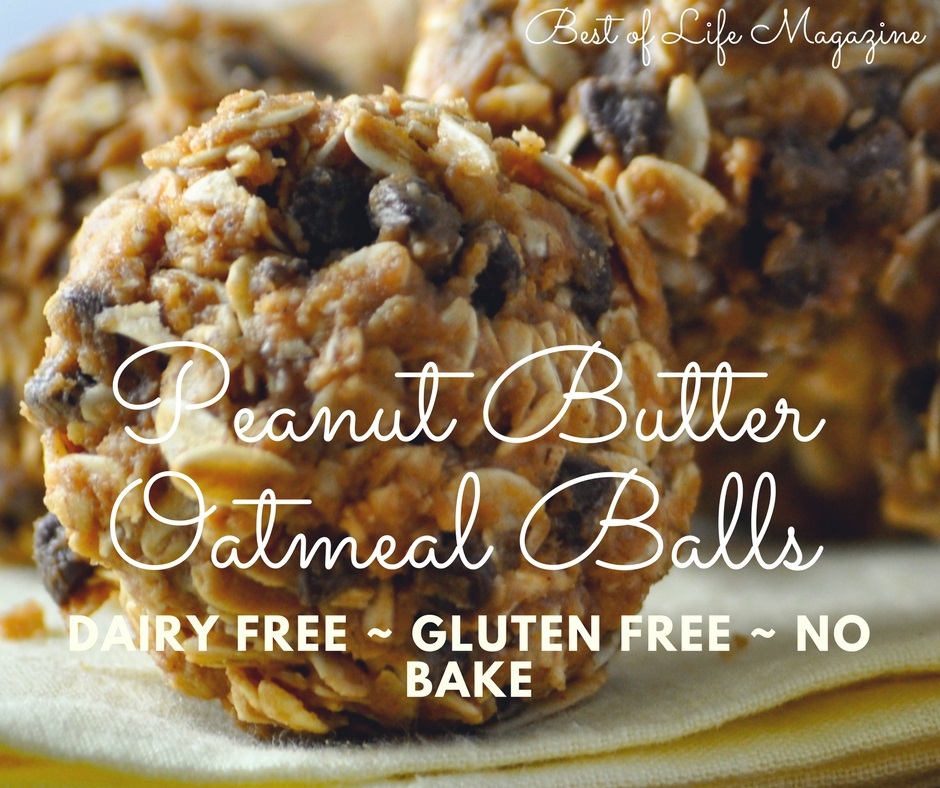 Peanut Butter Oatmeal Balls {No Bake Gluten Free Dairy Free Recipe}