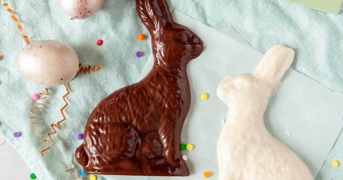 Dairy Free Easter Candy Close Up of Homemade Dairy-Free Chocolate Easter Bunny