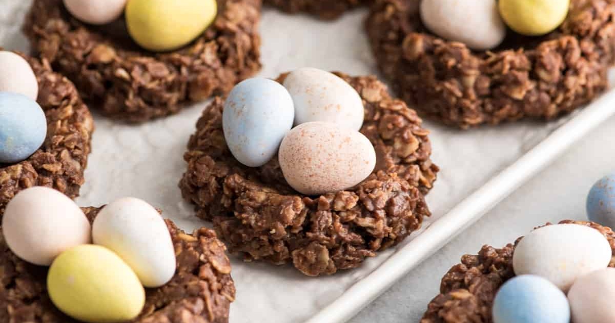 Dairy Free Easter Candy Healthy Easter Nest Cookies on Parchment Paper
