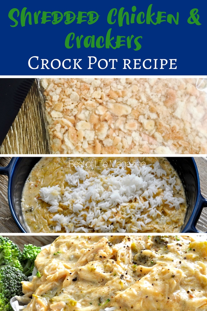 This Shredded Chicken and Crackers Recipe with Ritz crackers for the crockpot tastes great, is easy to make, AND requires five ingredients or less. Healthy Recipes | Dinner Recipes | Family Dinner Ideas | Health Recipes | Crockpot Recipes | Slow Cooker Recipes #slowcooker #crockpot