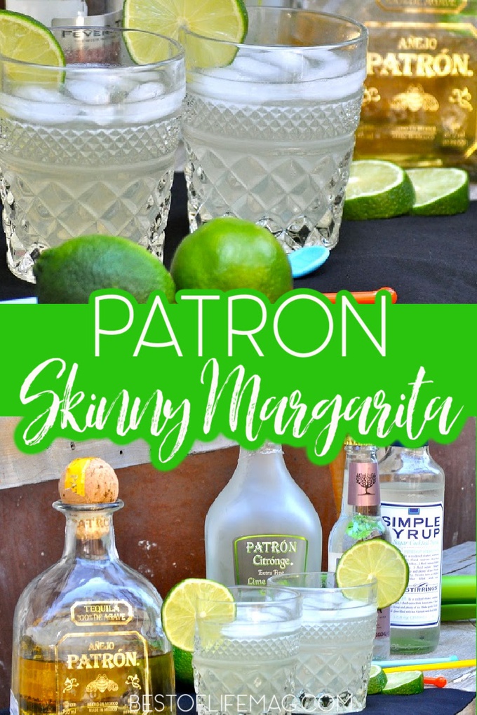 The quest for the best skinny margarita is over now that you have this Patron skinny margarita recipe with Patron Lime Citronge. Cocktail Recipes | Margarita Recipes | Drink Recipes | Skinny Margaritas #margarita via @amybarseghian
