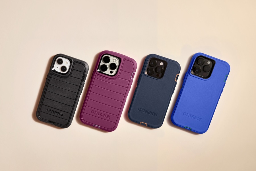 Otterbox Levels of Protection a Row of Phones in Otterbox Cases in Assorted Colors