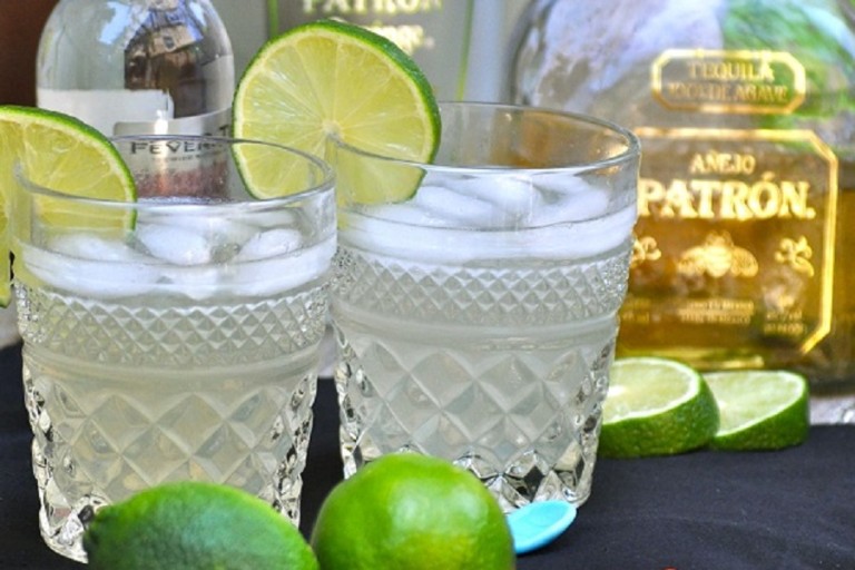 Patron Skinny Margarita Recipe Close Up of Two Glasses Filled with Margarita