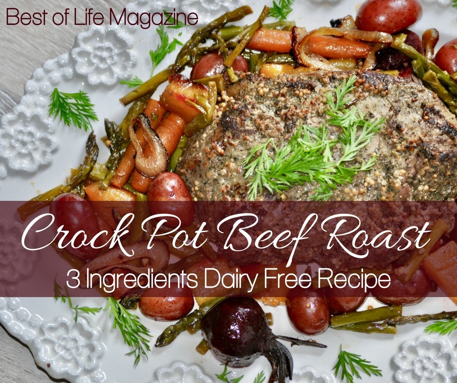 Three Ingredient Crock Pot Beef Roast with Vegetables {Dairy Free}