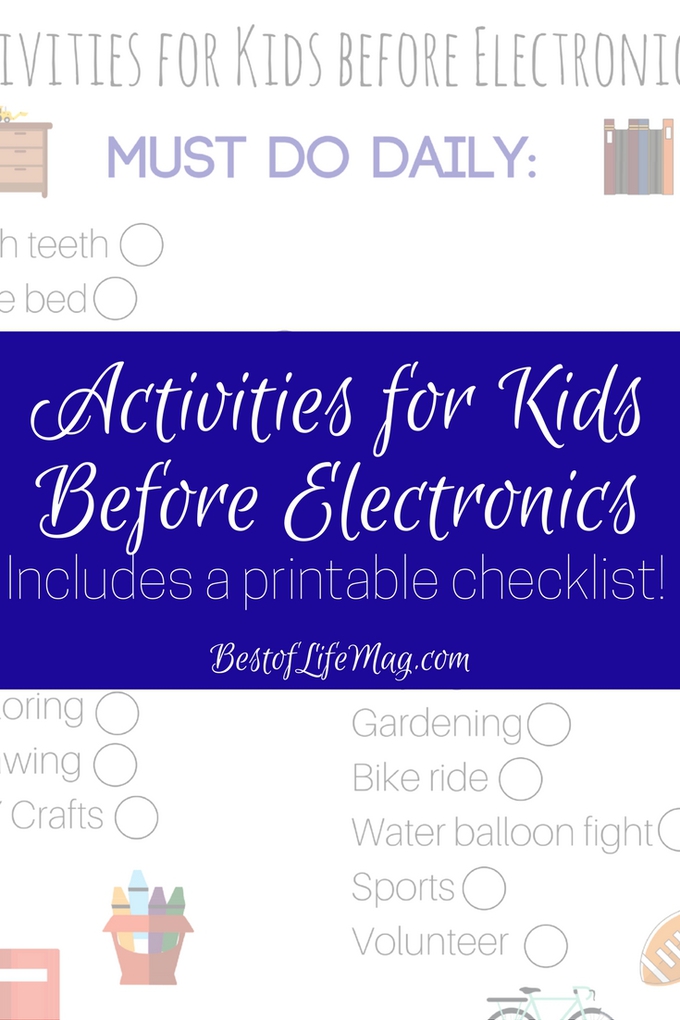 A printable checklist is perfect for summer break. Activities for kids before electronics is a great way to keep kids off the screens and out enjoying life. How to Have Fun without Electronics | Fun Kids Activities | Things to do with Kids #parenting #kids