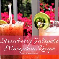 This strawberry jalapeño margarita is sweet, spicy, and totally refreshing. If you love margaritas this tequila cocktail needs to be added to your regular list of recipes! Strawberry Margarita Recipe | How to make a Margarita | Jalapeno Cocktails | Tequila Cocktail Recipes