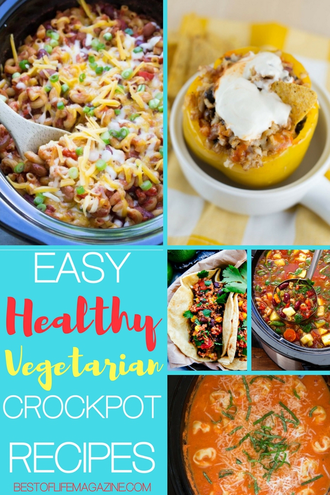 There are plenty of healthy vegetarian crockpot recipes that will keep even the pickiest of vegetarians happy and healthy. Vegetarian Recipes | Best Crockpot Recipes on Pinterest | Easy Crockpot Recipes | Meatless Crockpot Recipes | Easy Vegetarian Recipes via @amybarseghian