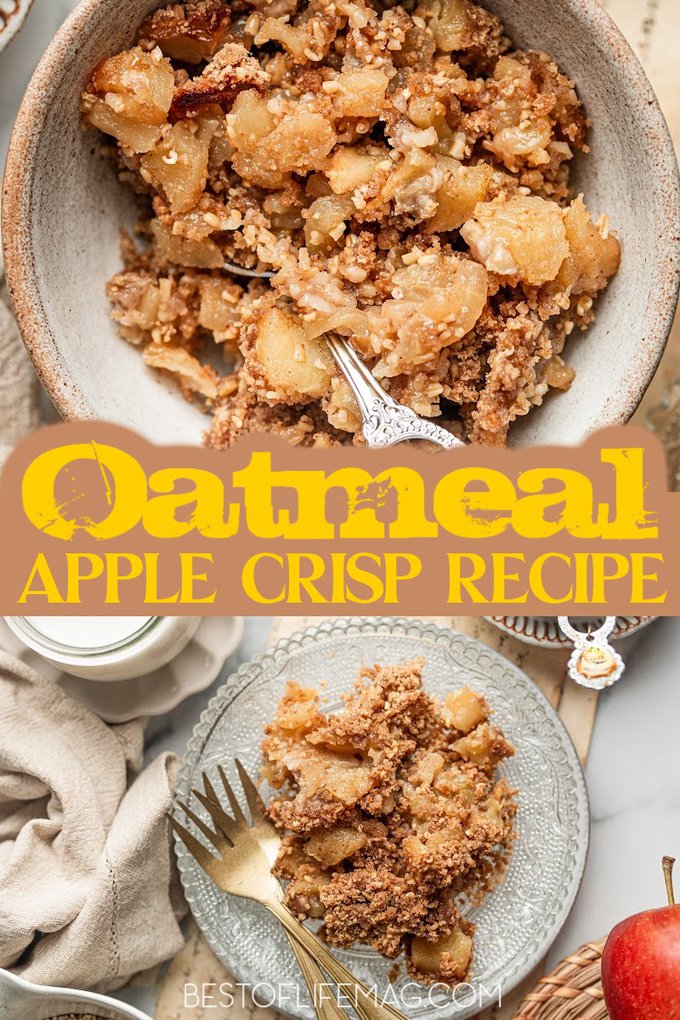 This Coach's Oats oatmeal apple crisp recipe is perfect for a healthier dessert or as an easy warm apple breakfast dish. Easy Breakfast Recipes | Breakfast Recipes | Oatmeal Recipes | Holiday Recipes | Entertaining Recipes | Recipes for Kids | Coach's Oats Recipes #applecrisp #desserts