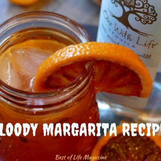This bloody margarita cocktail recipe is perfect for Halloween!  The added flavor from the Patron Mango Liqueur makes offers a unique twist. Margarita Recipes | Blood Orange Cocktails | Blood Orange Margarita Recipes | Halloween Drink Recipes | Halloween Tequila Recipes | Tequila Cocktails