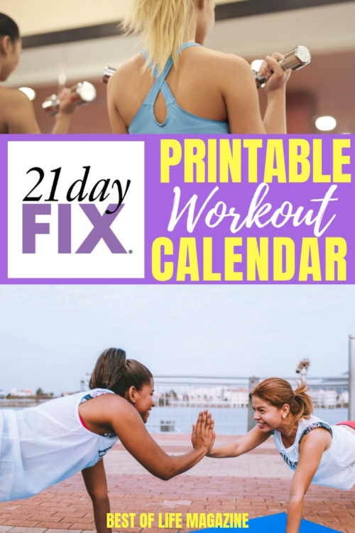 21 Day Fix Printable Workout Calendar The Best of Life Magazine