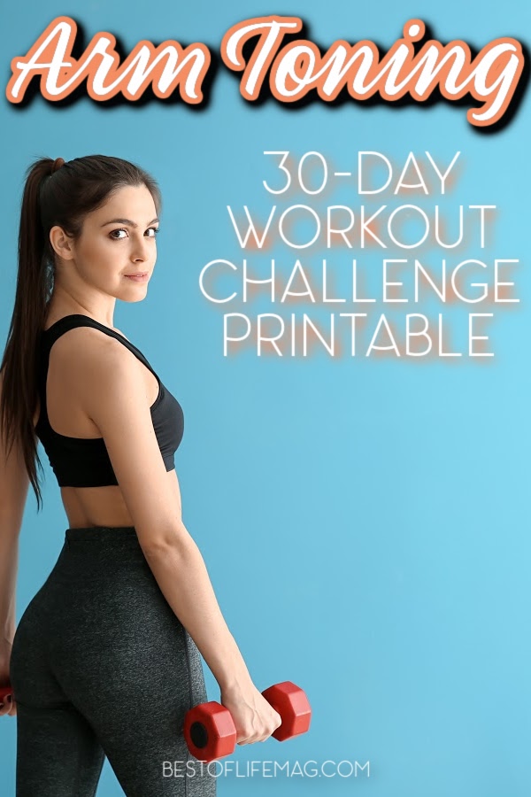 This printable 30 day arm toning workout challenge can be done at home and will tone your arms while keeping them lean and long for a sexy upper body. Upper Body Workouts | At Home Arm Workouts | At Home Workouts for Women | Workouts for Women | Arm Workouts for Women | Arm Toning for Men | How to Get Toned Arms #workoutprintable #workouts