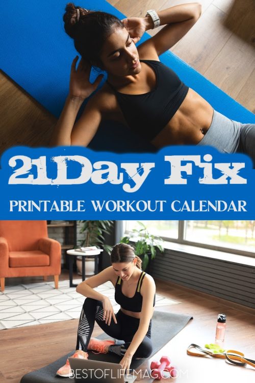 21 Day Fix Printable Workout Calendar - The Best of Life Magazine