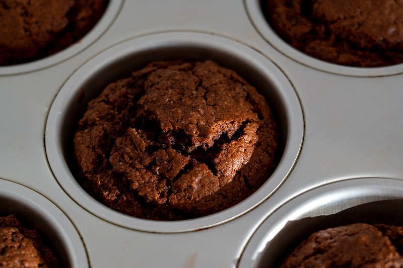 Low Carb Chocolate Dessert Recipes Close Up of Chocolate Muffins in a Muffin Tin