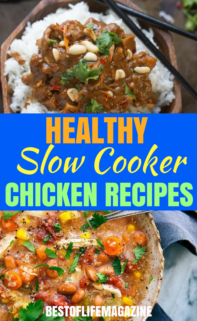 Use the best healthy slow cooker recipes with chicken to make for easy meal planning and healthy dinners everyone will enjoy. #slowcookerrecipes #chickenrecipes #crockpotrecipes #crockpot #healthyrecipes #healthyfood