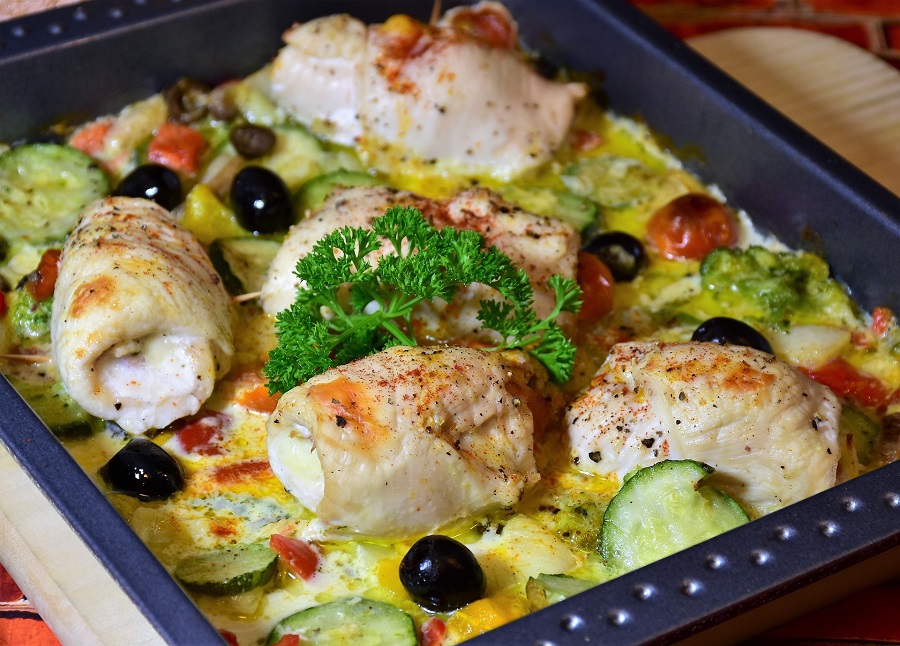 Tips for Starting a Ketogenic Diet Close Up of a Sheet Pan with Chicken Thighs and Other Food