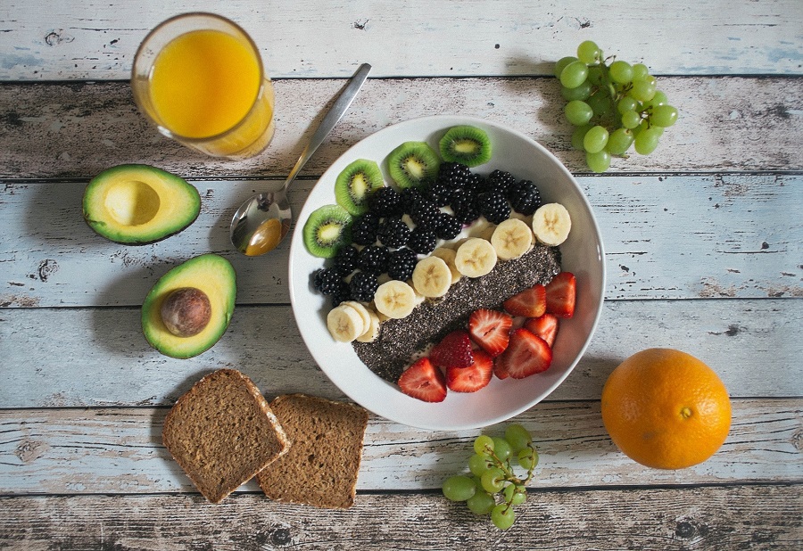 2B Mindset Success Tips Overhead View of a Bowl of Healthy Food Including Fruit