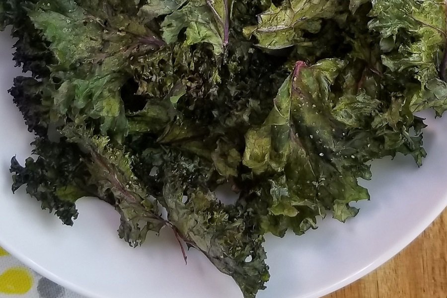 2B Mindset Salt and Pepper Kale Chips Recipe Close Up of Kale in a Bowl