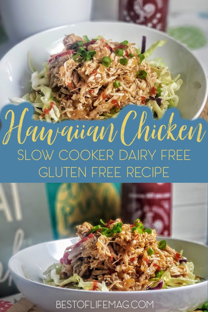 A dairy free and gluten free slow cooker Hawaiian chicken recipe like this one is full of flavor and inspired by Huli Huli Chicken, a local favorite in Hawaii. Dairy Free Recipes | Dairy Free Crock Pot Recipes | Gluten Free Crock Pot Recipes | Gluten Free Recipes | Hawaiian Chicken Recipes | Hawaiian Recipes | Crockpot Recipes with Chicken #dairyfree #crockpotrecipes
