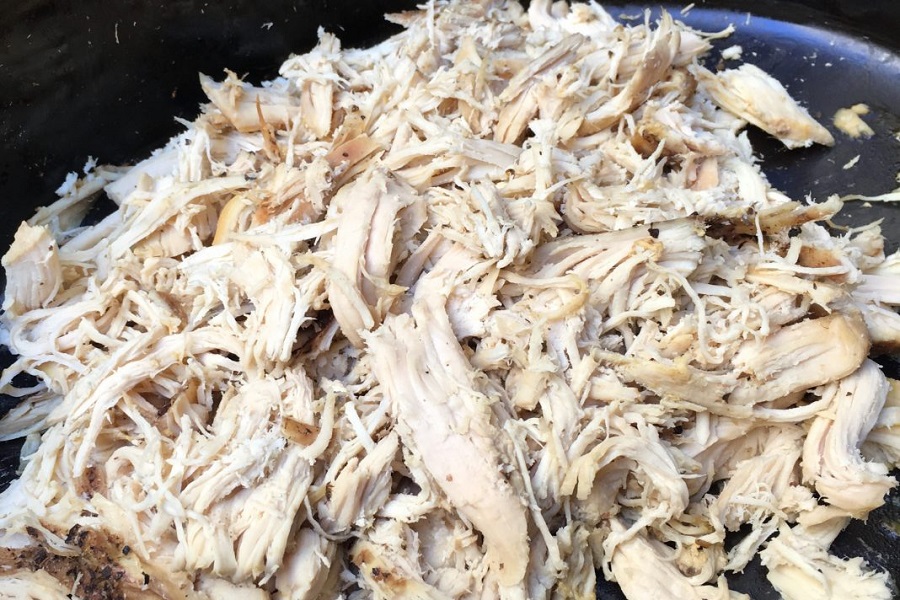 Crockpot Meals with Leftover Chicken Close Up of Shredded Chicken