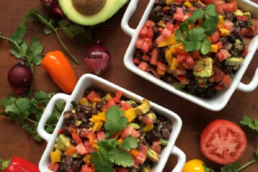 Dairy Free Recipes for Picky Eaters Overhead View of Two Small Bowls Filled with Cowboy Caviar