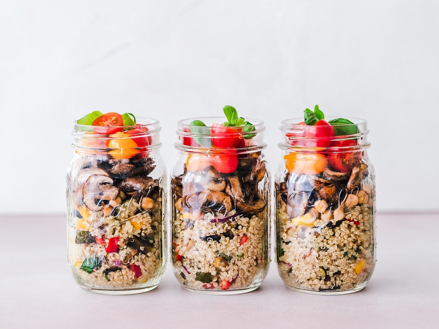Meal Prep Recipes Divided into Jars
