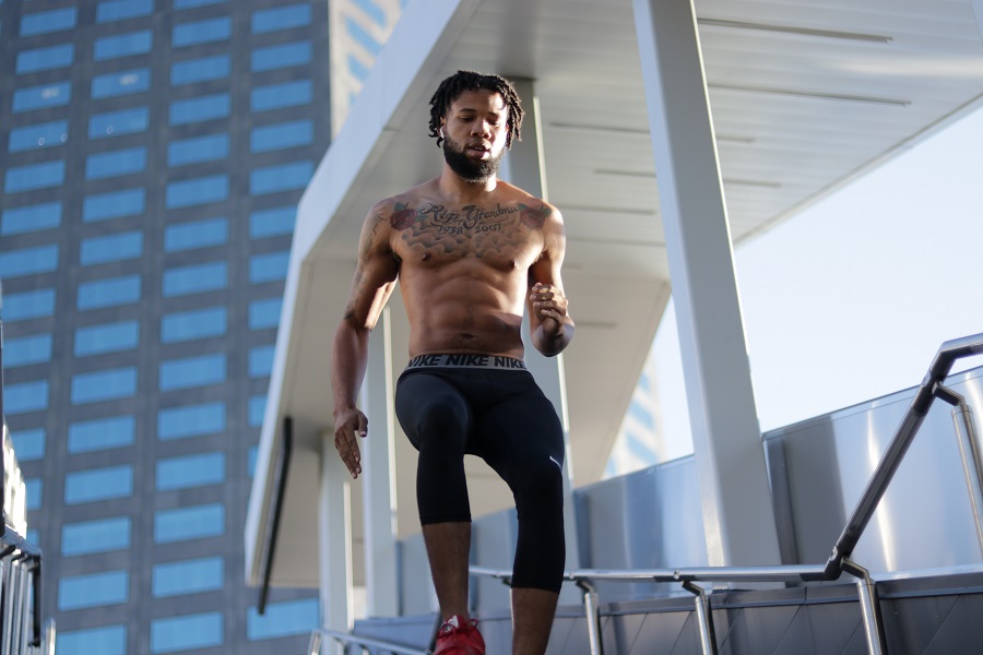Calendars for LIIFT4 Workouts Shirtless Man Running Down Stairs