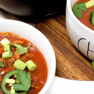 Instant Pot Keto Chili Close Up of Two Bowls of Chili