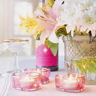 Valentine's Day Margarita Recipes Romantic Table Setting with Candles, Flowers, and Two Glasses