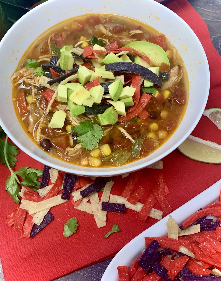 This delicious slow cooker chicken tortilla soup is not only an easy crockpot dinner recipe, but it is also an easy crockpot lunch and snack recipe. Chicken Tortilla Soup Slow Cooker | Authentic Chicken Tortilla Soup | Mexican Chicken Tortilla Soup Recipe